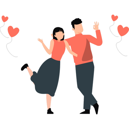 Couple is posing in romance  Illustration