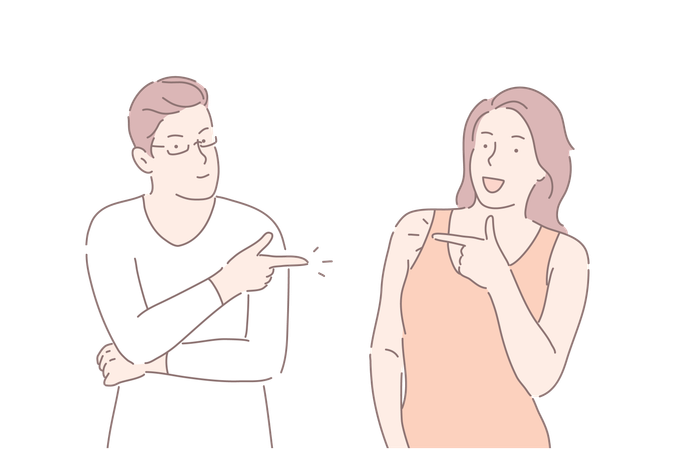 Couple is posing with each other  Illustration