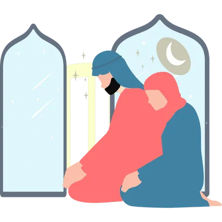 A Couple Is Praying Illustration