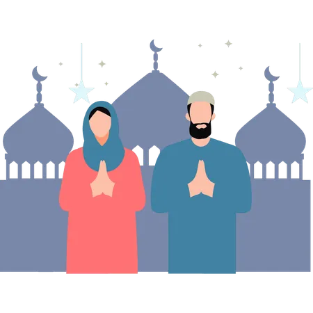 A Couple Is Praying Illustration