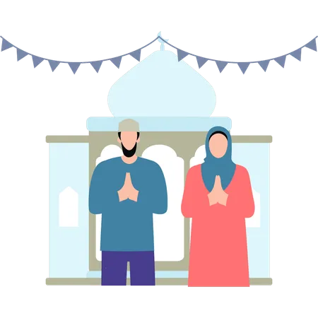 Couple is praying  Illustration