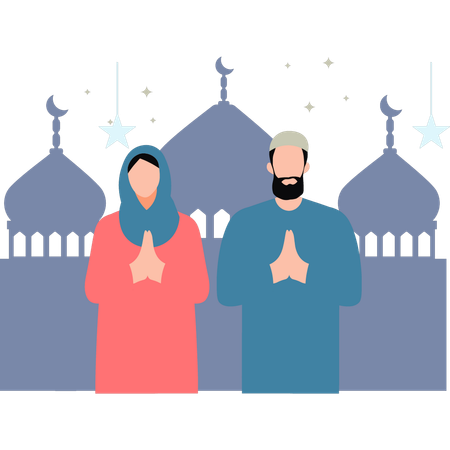 Couple is praying  Illustration