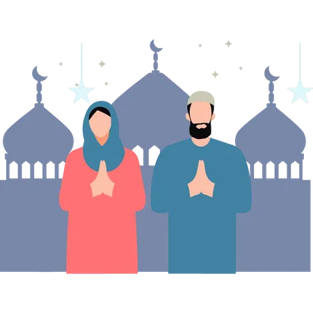 Couple is praying  Illustration