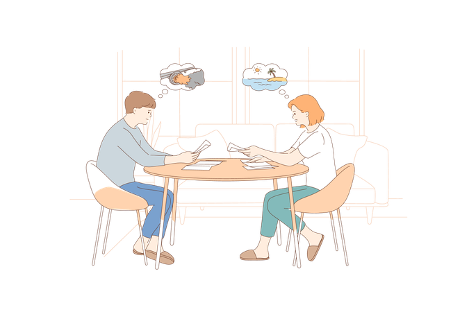 Couple is reading newspaper  Illustration