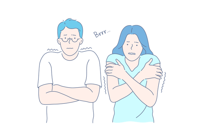 Couple is shivering due to cold  Illustration