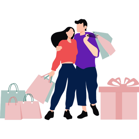 Couple is shopping  Illustration