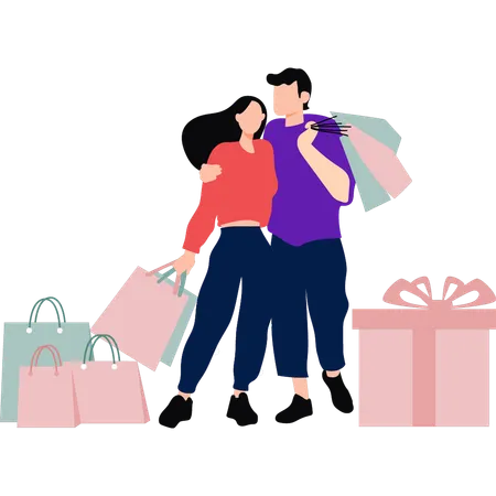 Couple Is Shopping Illustration
