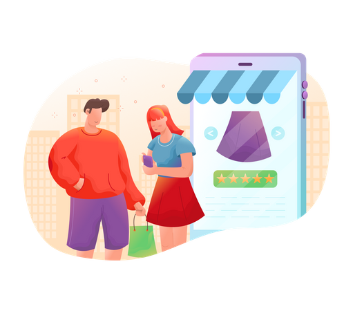 Couple is shopping online  Illustration