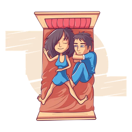 Couple is sleeping on the bed  Illustration