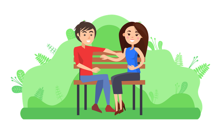 Couple is spending time in park  Illustration