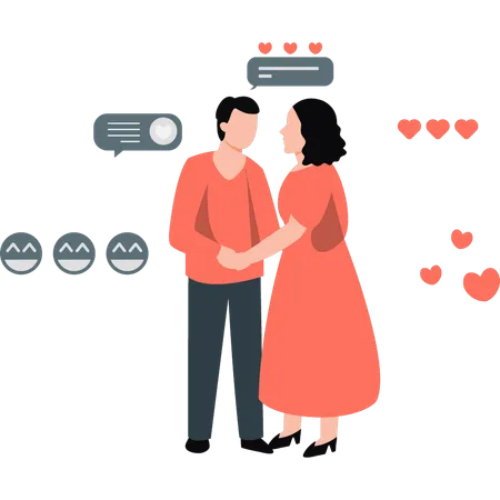 The Couple Is Standing Illustration
