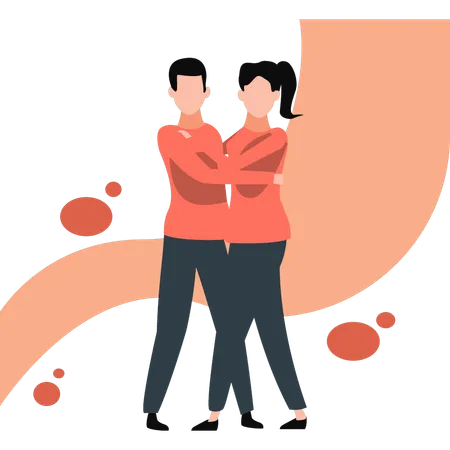 The Couple Is Standing In A Romantic Pose Illustration