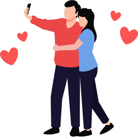 Couple is taking a selfie  Illustration