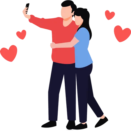 Couple is taking a selfie  Illustration