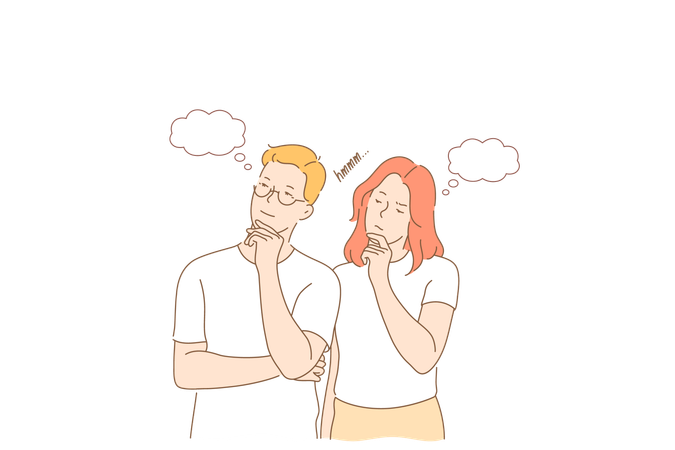 Couple is thinking to surprise each other  Illustration