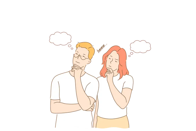 Couple Thought Or Dream Concept Simple Flat Vector Illustration