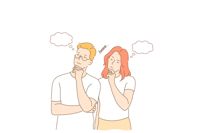 Couple is thinking to surprise each other  Illustration