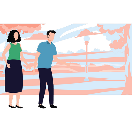 Couple is walking  Illustration