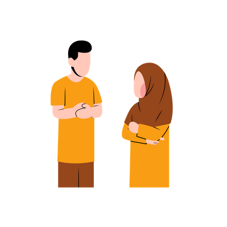 Couple islamique parlant  Illustration