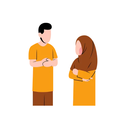 Couple islamique parlant  Illustration