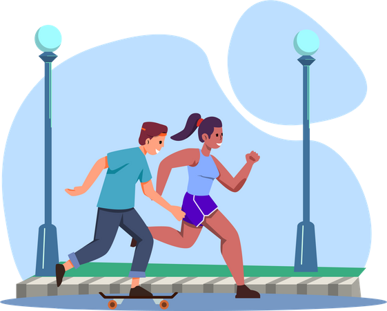 Couple Jogging  Illustration