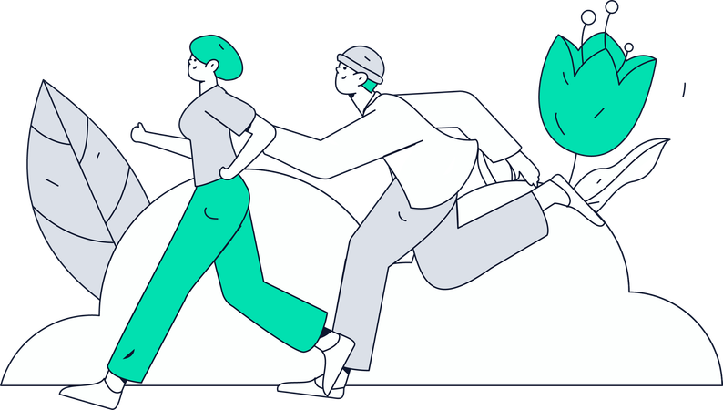 Couple faisant du jogging dans le parc  Illustration