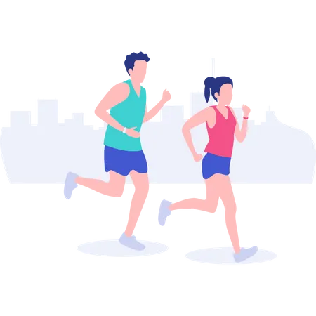 Couple faisant du jogging ensemble  Illustration