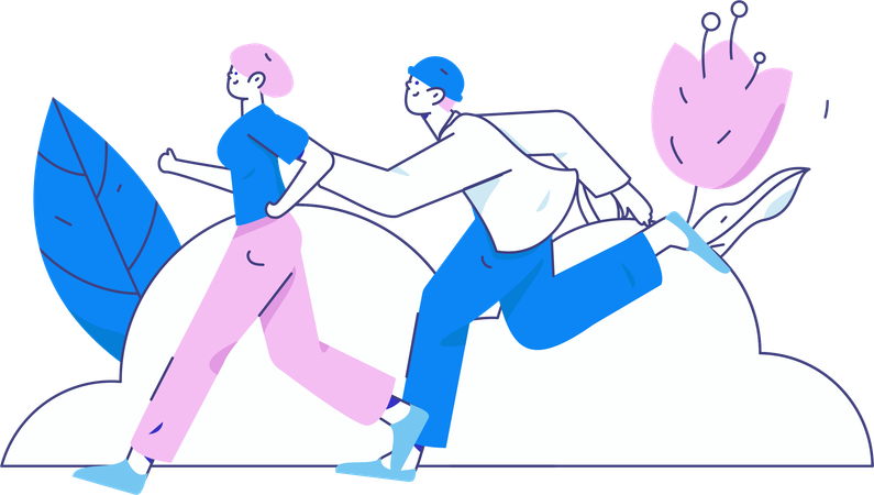 Couple jogging in park  Illustration