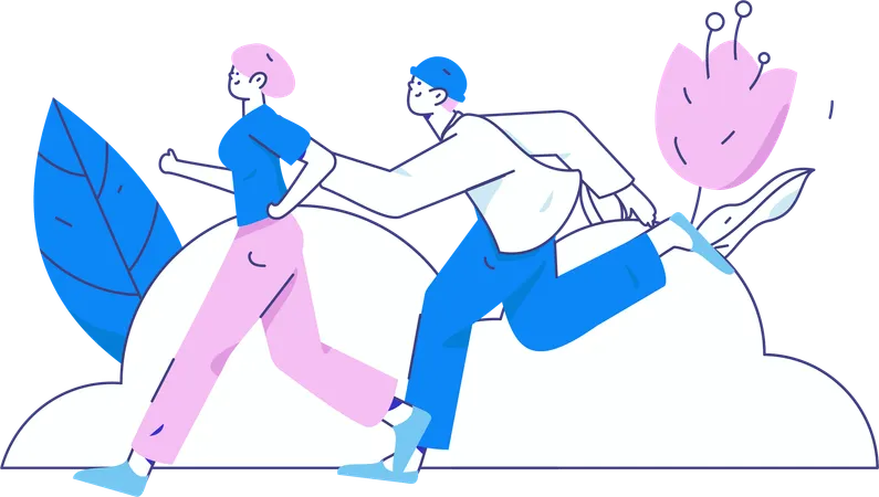 Couple jogging in park  Illustration