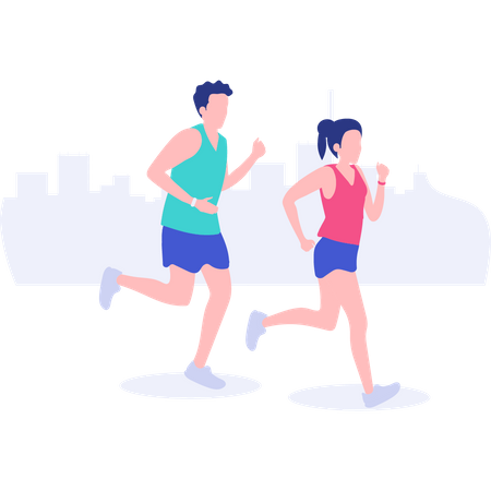 Couple jogging together Illustration