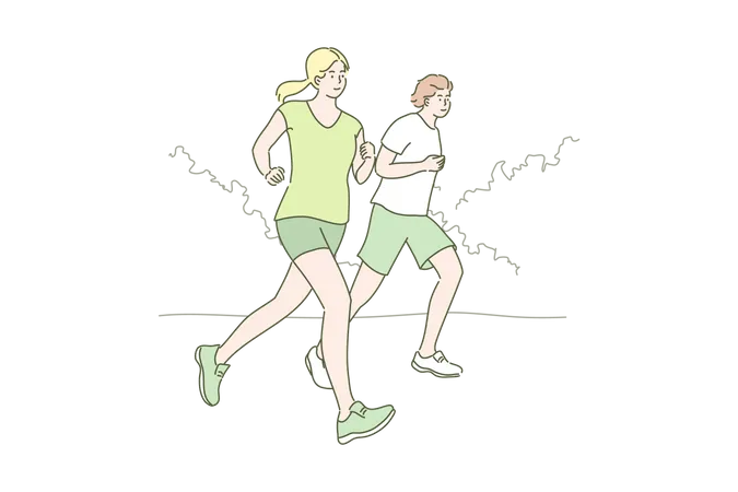 Couple jogging together  Illustration