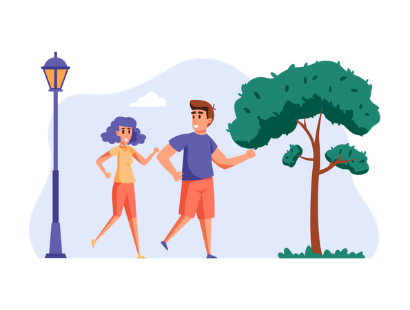 Couple jogging together  Illustration