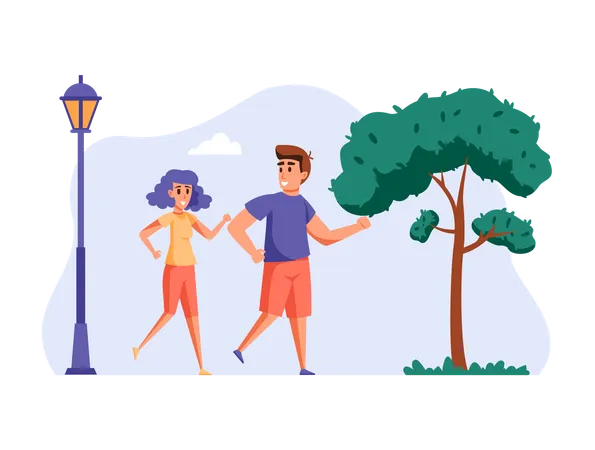 Couple jogging together  Illustration