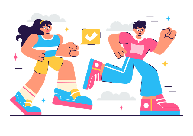 Couple Jogging together  Illustration