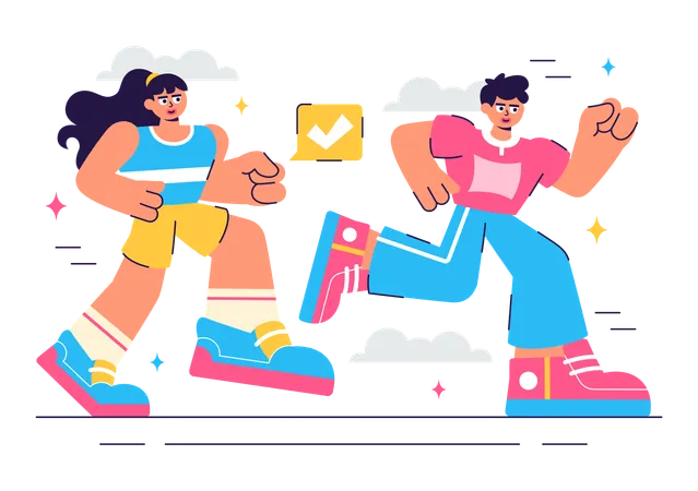 Couple Jogging together  Illustration