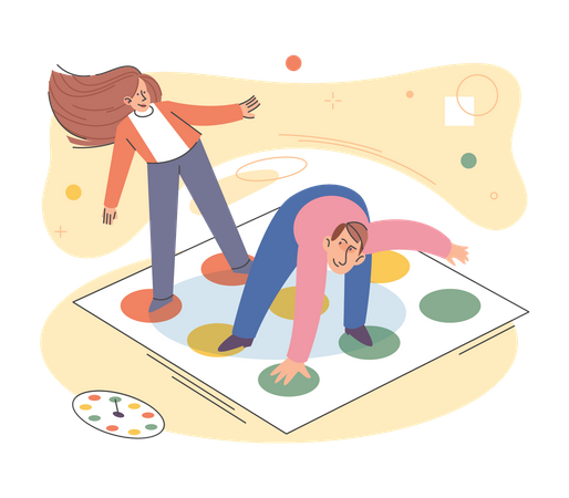 Couple jouant à un jeu de société  Illustration