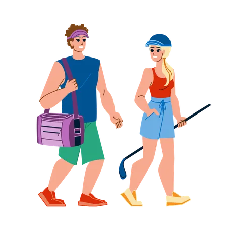 Couple jouant au golf  Illustration