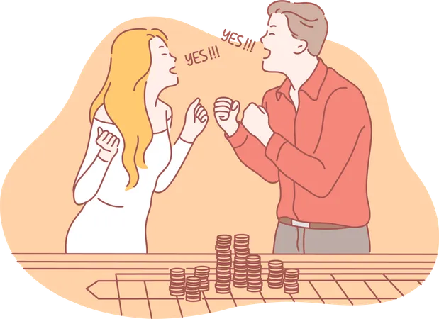 Le couple joue au casino  Illustration