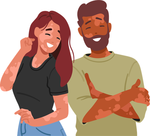 Couple joyeux avec vitiligo  Illustration