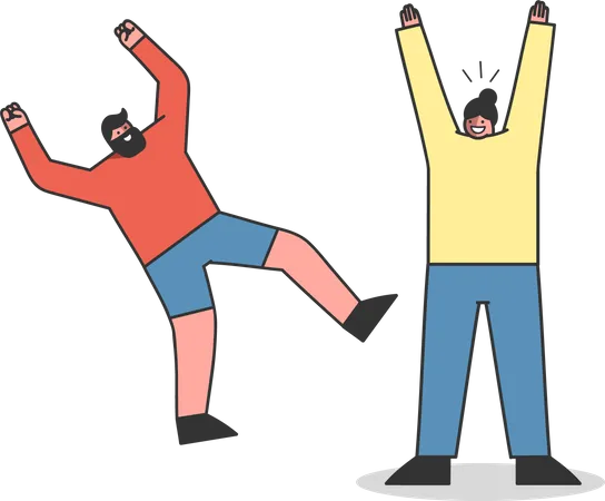 Couple jumping  Illustration