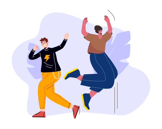 Couple jumping Illustration