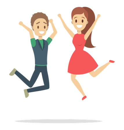 Couple Jumping  Illustration
