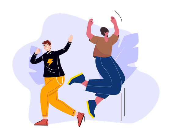 Couple jumping  Illustration