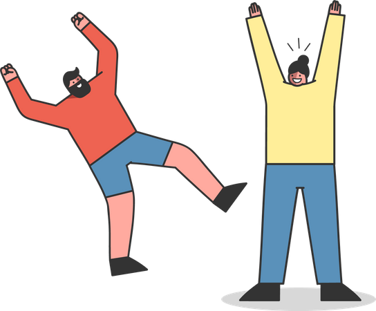Couple jumping  Illustration