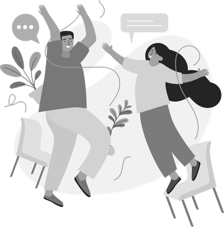 Couple jumping out of joy  Illustration