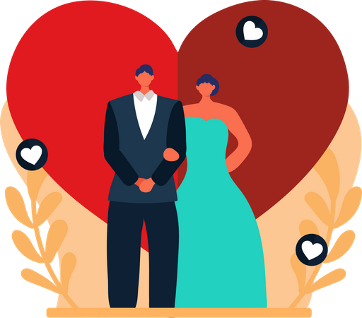 Couple qui vient de se marier  Illustration