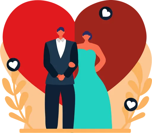 Couple qui vient de se marier  Illustration