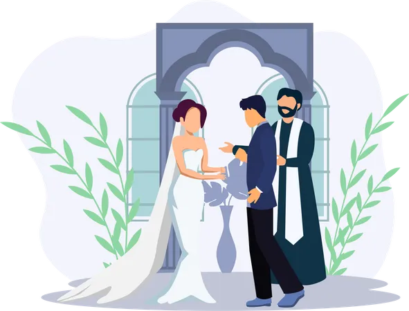 Couple qui vient de se marier  Illustration
