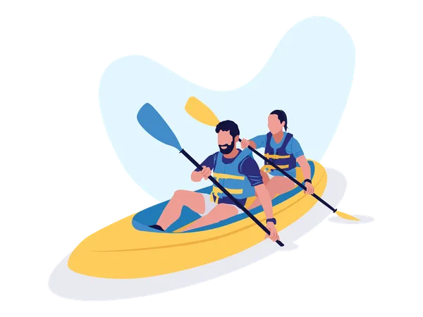 Couple, kayak  Illustration