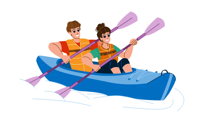 Couple, kayak  Illustration